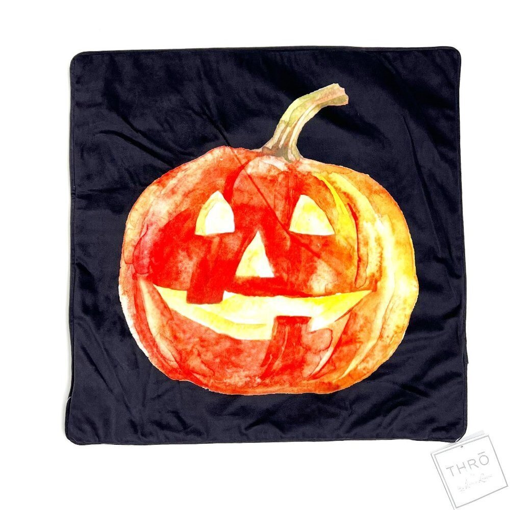 NWT THRO by Marlo Lorenz Velvet Light-Up Pumpkin Pillow Cover 20"x20"